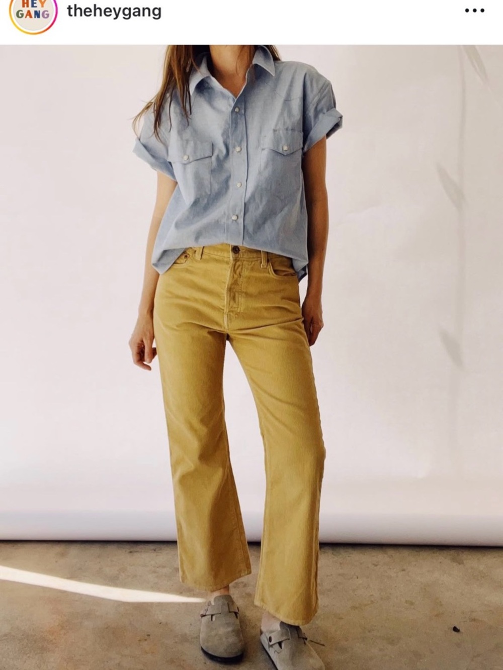 The Hey Gang butter yellow cord flares, button-fly, size 30